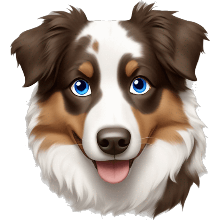 Australian Shepherd with blue eyes and brown and white fur  emoji