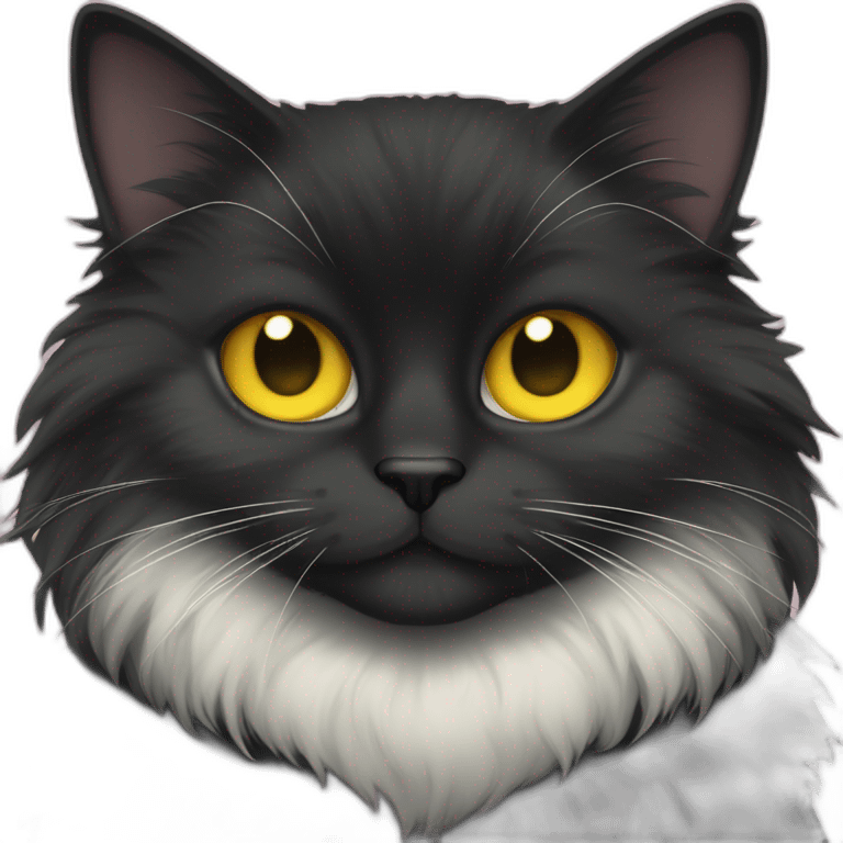 black only cat female fluffier full body yellow eyes emoji