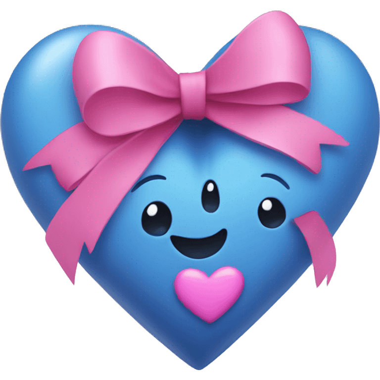 A blue heart with a pink bow emoji