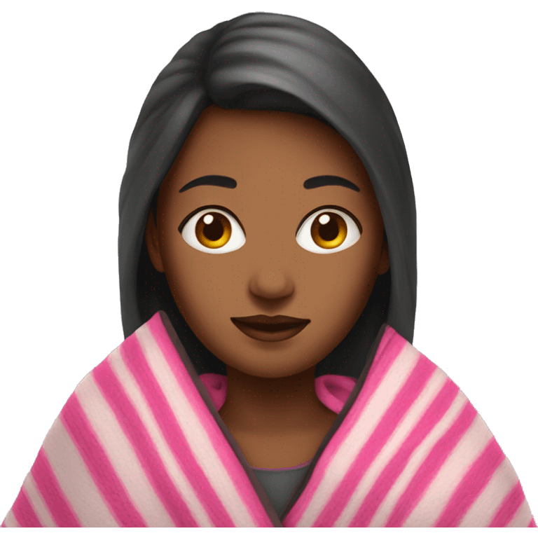 woman in pink blanket emoji