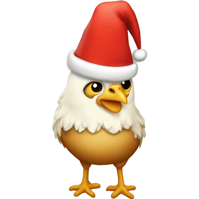 Chicken wear a Santa hat emoji