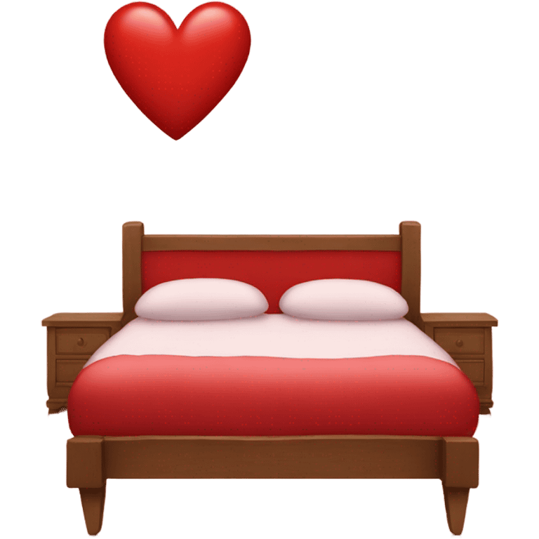 Red bed in the shape of a heart emoji