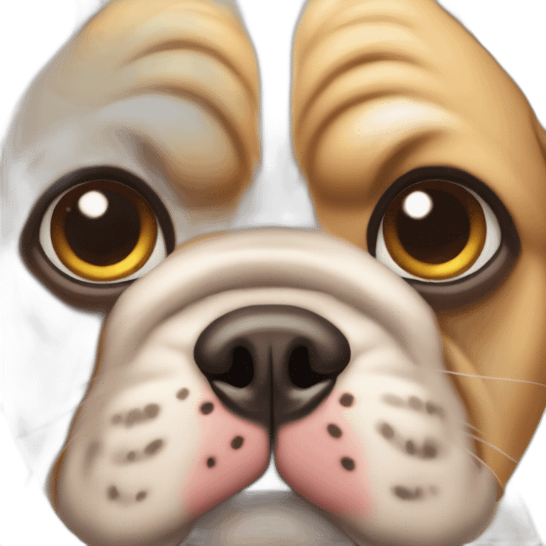 Bouledogue avec un chat sur la tête emoji