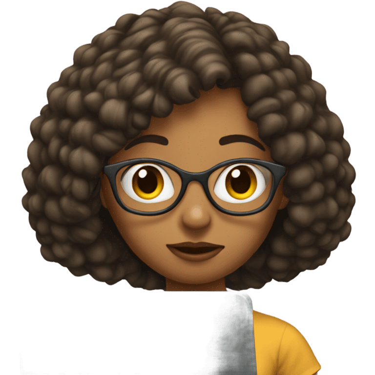 realistic portrait of a girl coding on the conputer emoji