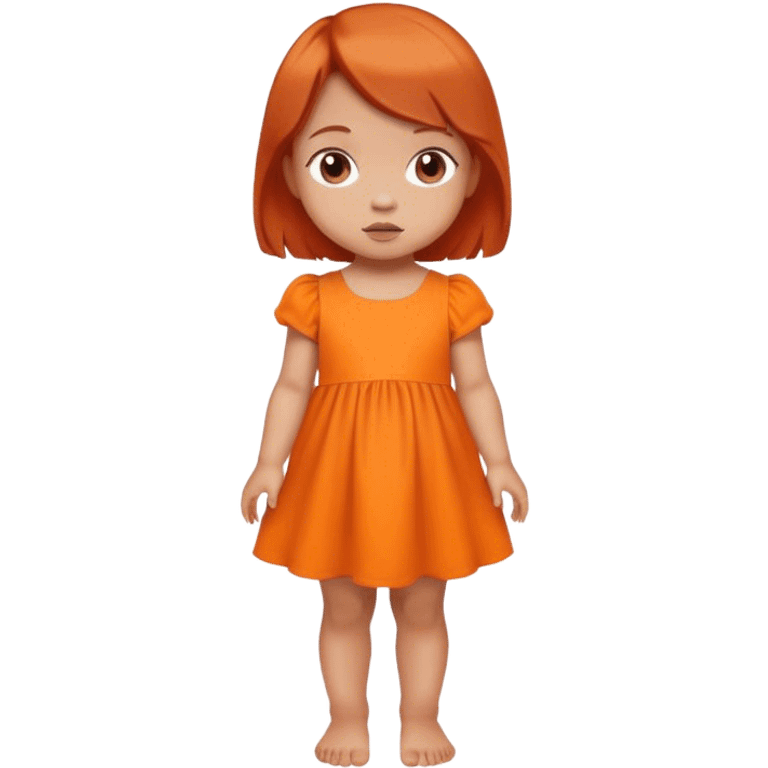 school baby girl   with reddish blunt hair with 2 bunsorange dress emoji