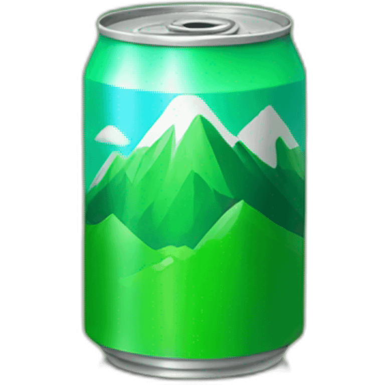 green soda can with a mountain on emoji