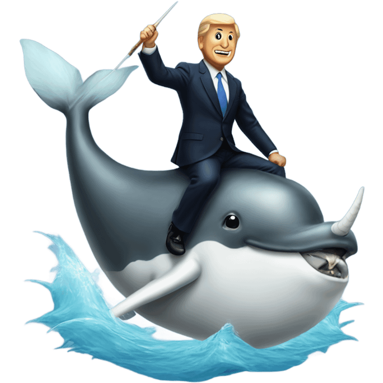 President riding a narwhal emoji