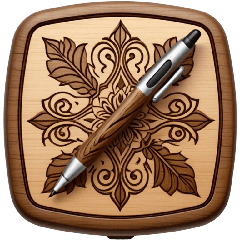 Pyrography icon, wooden surface with detailed burn marks, intricate patterns etched into wood using a hot stylus, no flames or smoke, minimalistic style, clean lines, transparent background. emoji