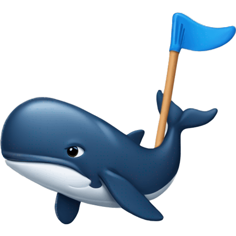 A whale holding a hockey stick emoji