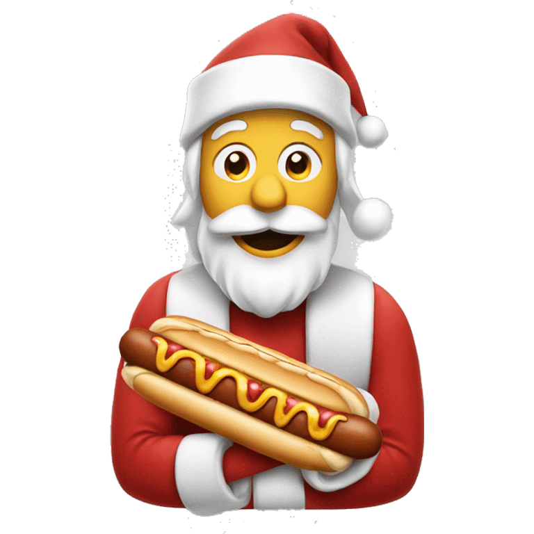 Santa eating a hotdog emoji