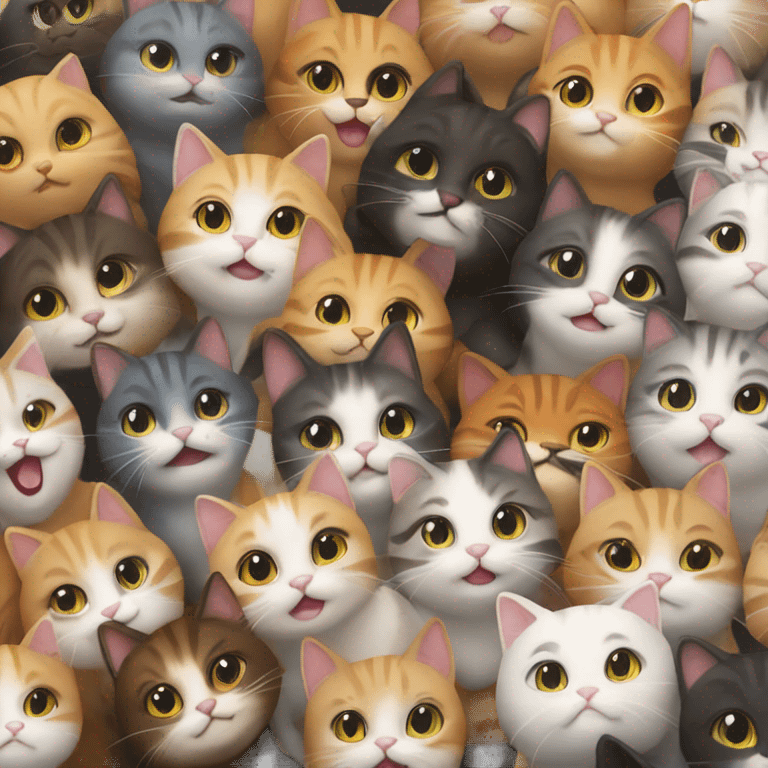 6 cats at a block party emoji