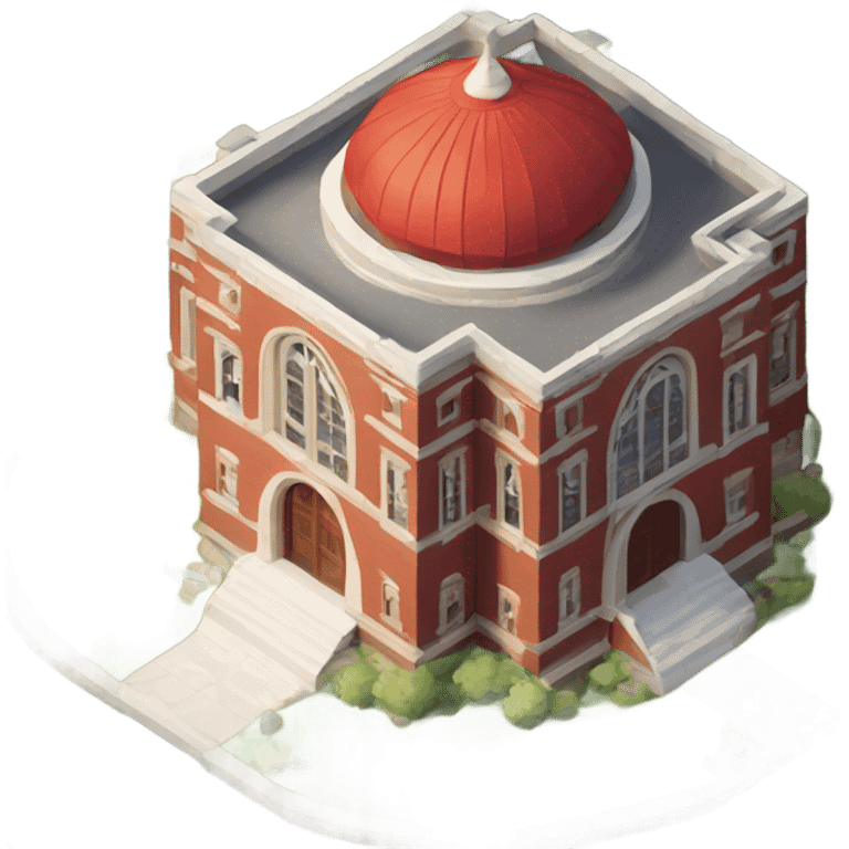 isometric single floor round red brick religious building emoji