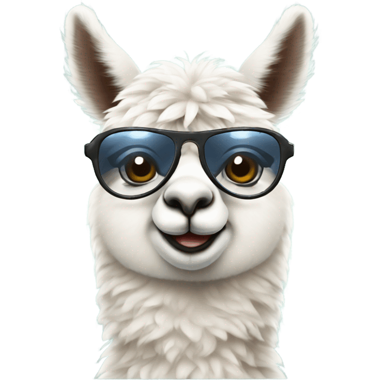 Cute Alpaca with Aviator Glasses emoji