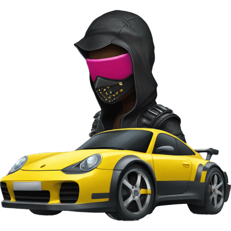 masked cyber punk with porsche emoji