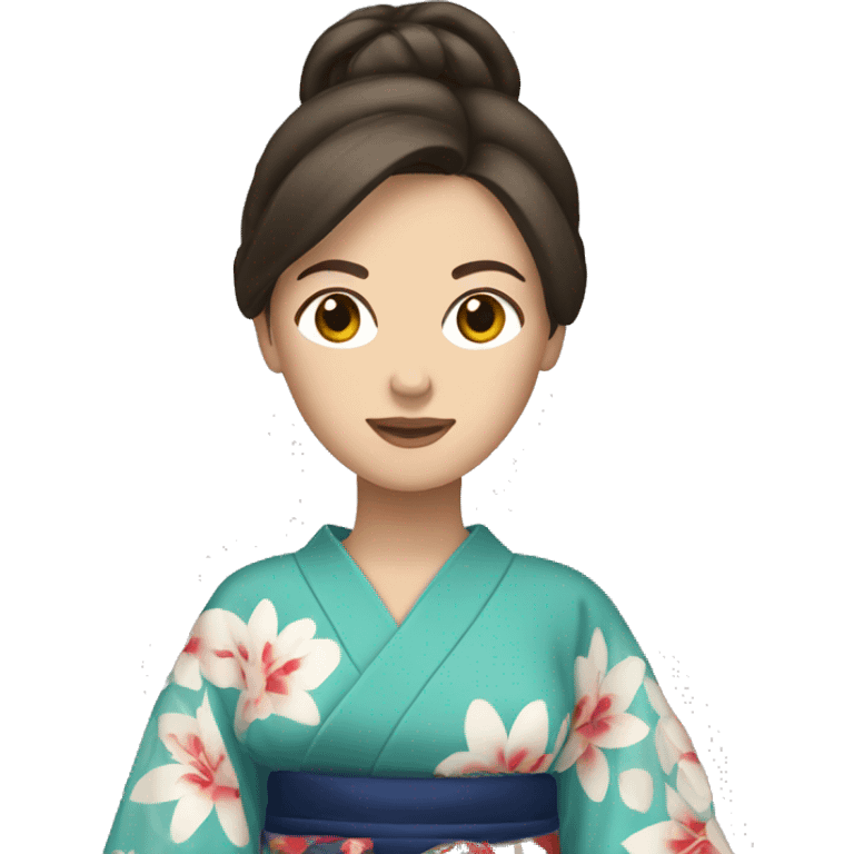 Brunette white woman in kimono emoji