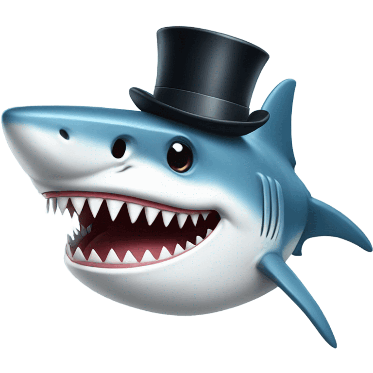 Shark with a top hat emoji