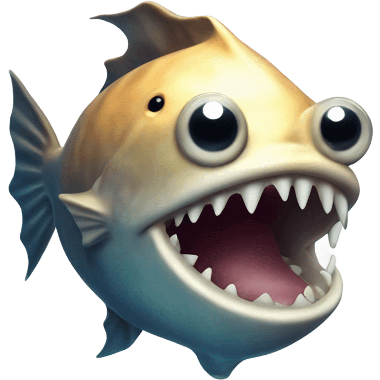 Anglerfish with glowing lure, sharp teeth, and big eyes. emoji