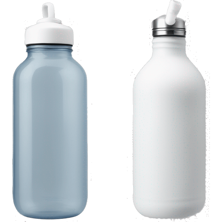  water bottle with a rounded white lid and a flexible white handle strap that arches over the lid for easy carrying” emoji