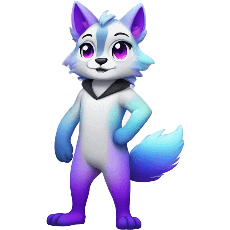 gradient-Sparkle-nebula-fursona anthropomorphic furry full body emoji