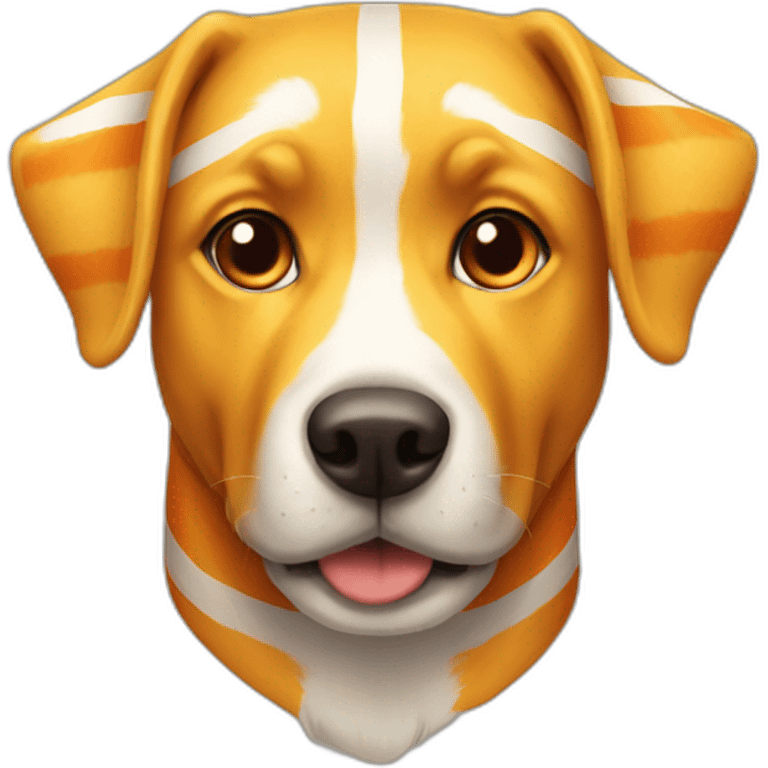 yellow and orange striped dog only face emoji