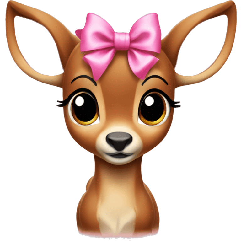 Cute bambi with pink bow emoji