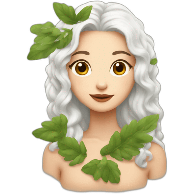 Pretty white Womwan with leaves in hair emoji