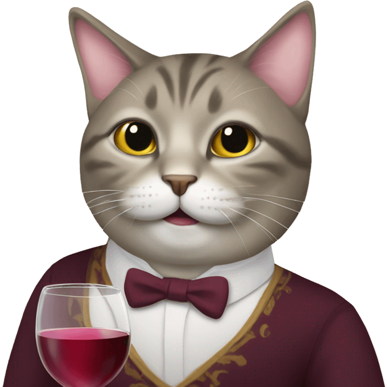 Cat human hybrid with a mustache drinking wine  emoji