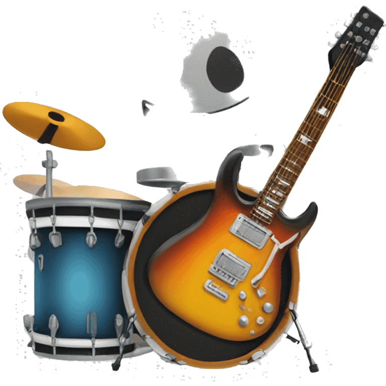 playing rock guitar and drums emoji