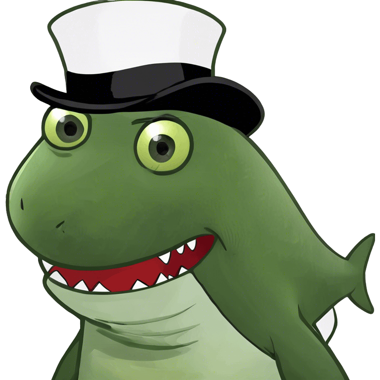 Shark with a top hat emoji