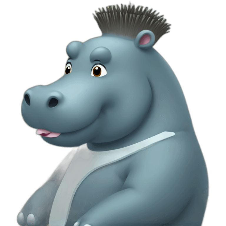 Hippo getting a haircut emoji