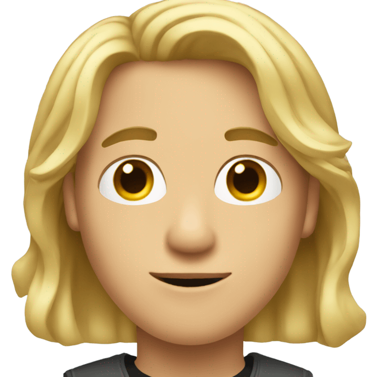 young man with shoulder length blond hair and brown roots emoji