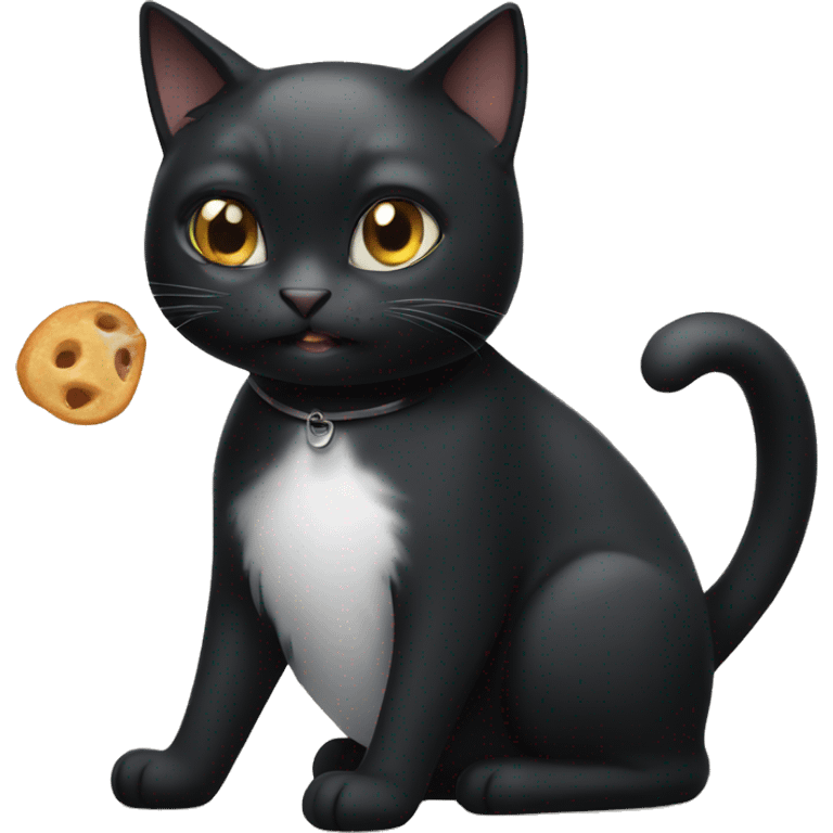 Black cat wants food  emoji