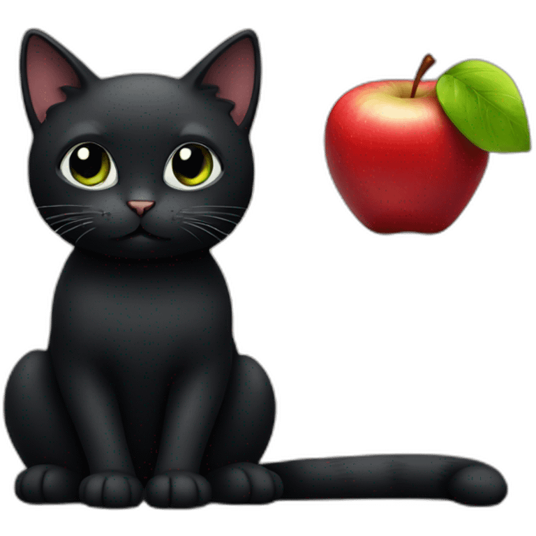 Black cat with apple emoji