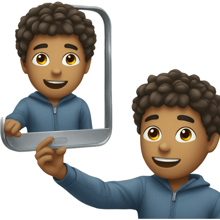 boy taking mirror selfie emoji