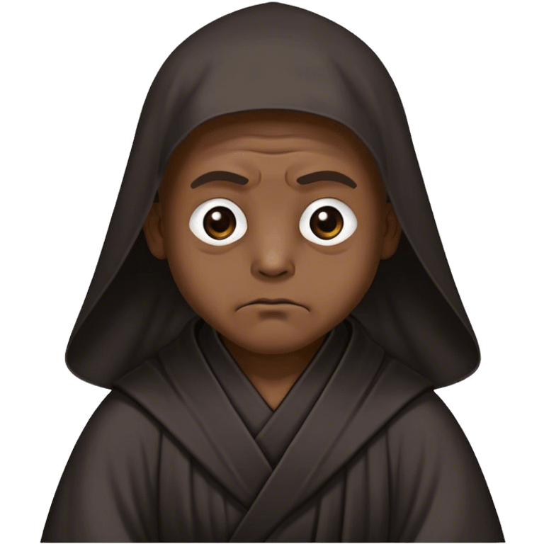 A silent monk with deep wrinkles, his black robe blending into the void, only his solemn eyes visible emoji