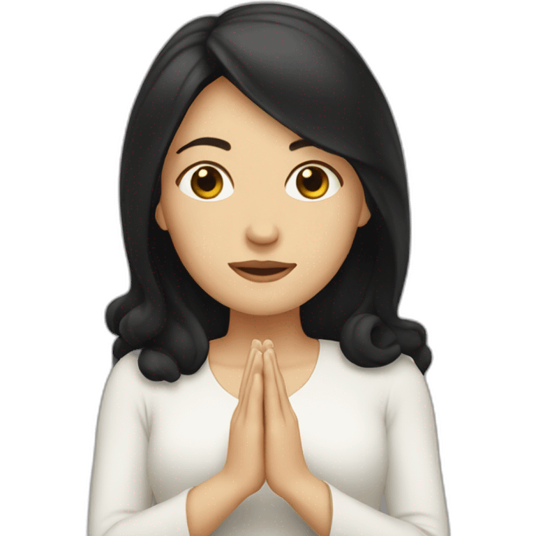 A white woman with black hair praying emoji