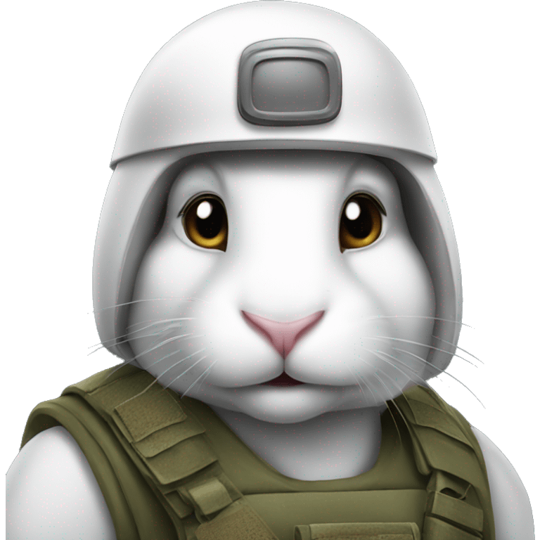 white Rabbit with military helmet emoji