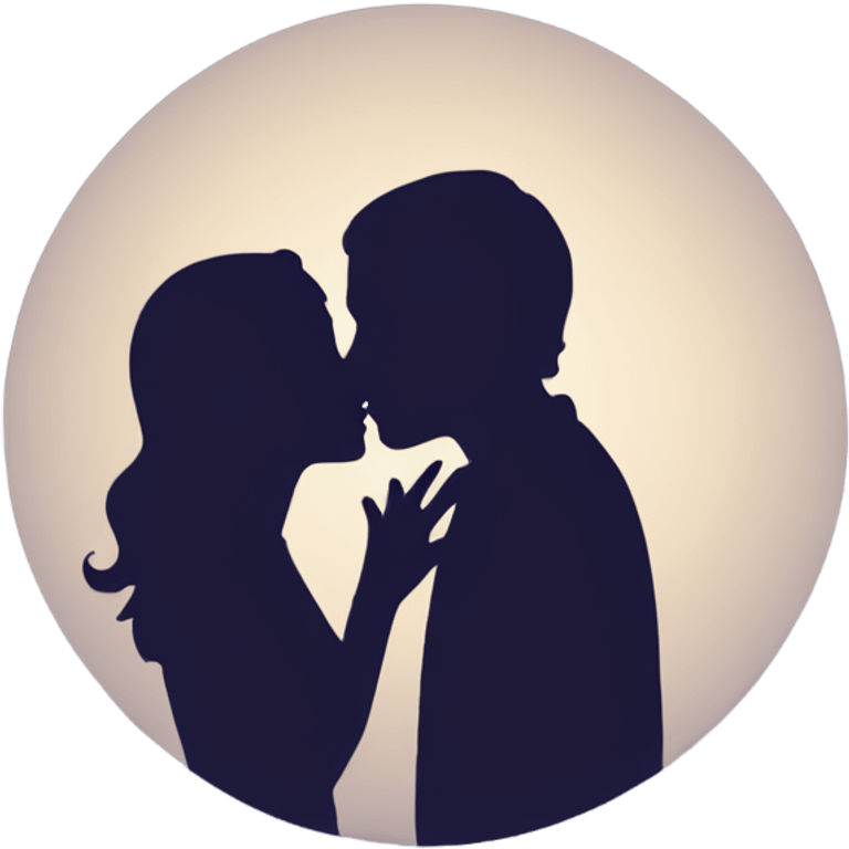 Couple kissing silhouette in the moonlight  emoji