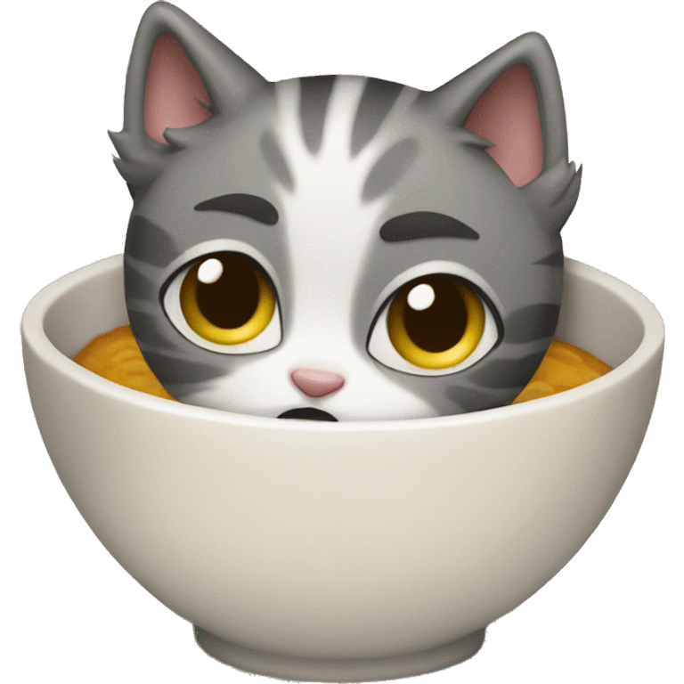 Sad to kitten in front of empty bowl emoji