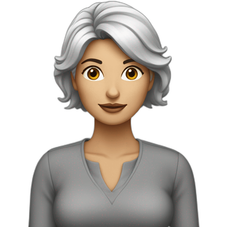 mujer-morena-con-su-yorkshire-gris emoji