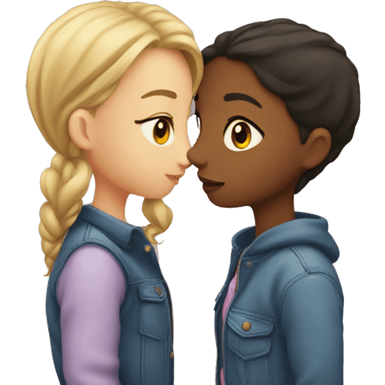 Two girls kissing  emoji