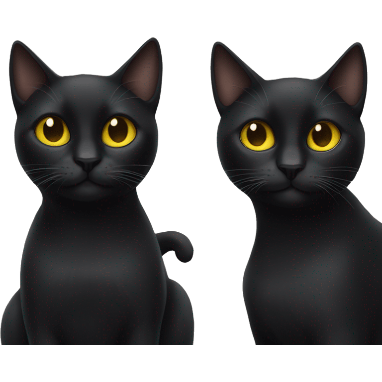 Two black cats with slim faces and yellow eyes emoji