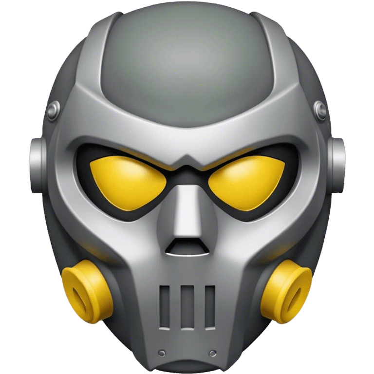 A circular yellow emoji with MF DOOM grey mask emoji