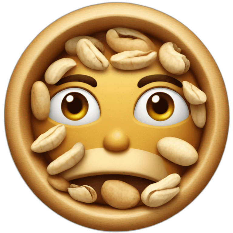 Dish of mixed nuts with a frown face emoji