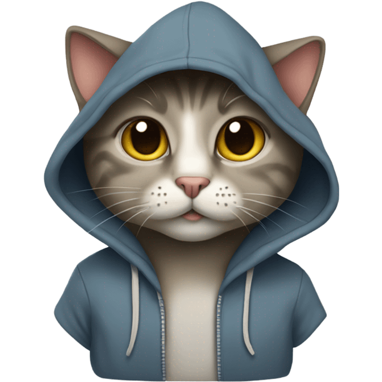 Cat  wereing a hoodie  emoji