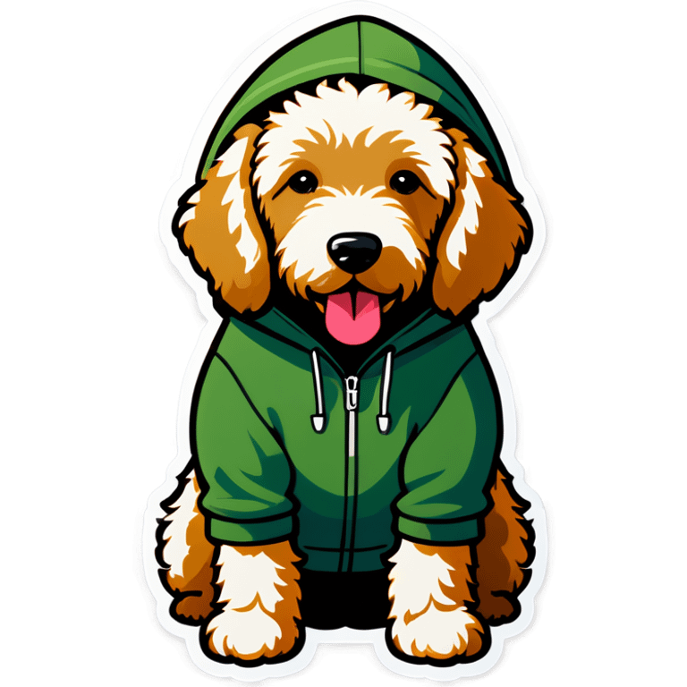 Goldendoodle wearing a hoodie emoji