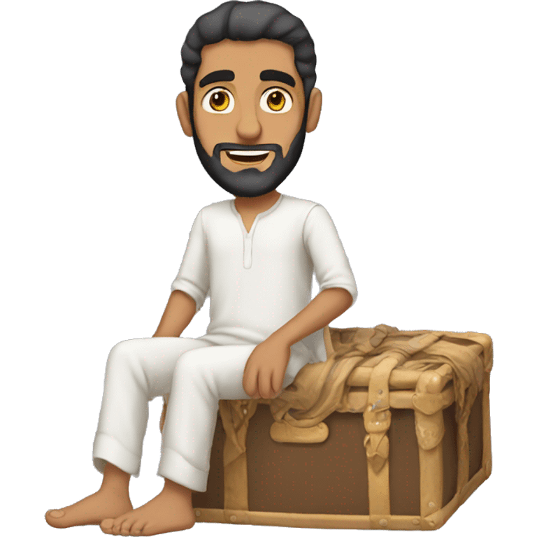 Arab guy showing bare feet emoji