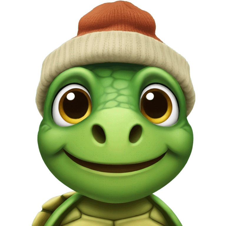 Turtle wearing a beanie emoji