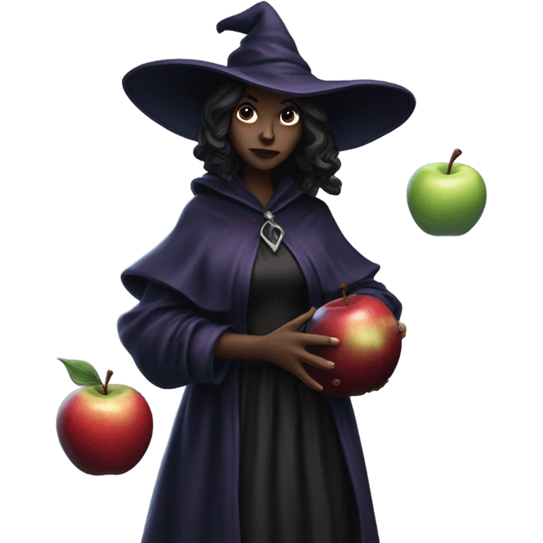 witch in Kitchen and apple poison emoji