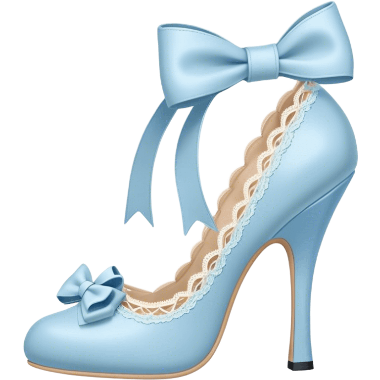 pastel blue heel with bow lace up emoji